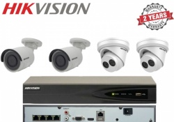 Hikvision 4CH NVR & 2x Bullet 2x Turret CCTV Cameras 4MP 2.8mm IR External Kit