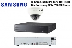 Samsung 4MP Vandal Res Network Dome Camera (x16) & 16CH NVR PoE 4TB CCTV Package