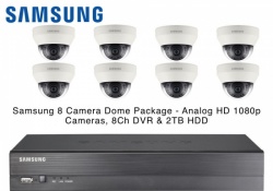 Samsung 8 Dome CCTV Cameras IR AHD 1080p 4mm Lens & 8CH Real-time DVR 2TB HDD