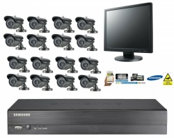 Samsung 16 Channel CCTV Security Kit Bullet Camera Monitor Remote Viewing