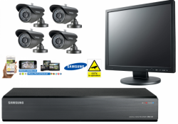 Samsung 4 Channel 500GB CCTV Kit Bullet Cameras Security Monitor High Resolution