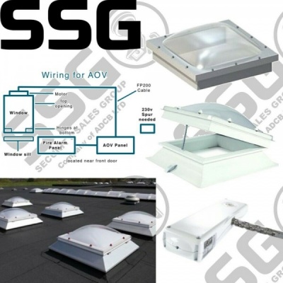 1x1 Metre Square Clear Dome Window Smoke Ventilation AOV Actuator Automatic Vent