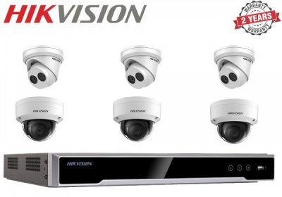 Hikvision 8 Channel NVR 3x Bullet 3x Turret IR 4MP External Surveillance Cameras