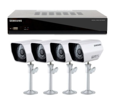 Samsung SDE-3003 4ch Security Surveillance System Kit & 4 Samsung Bullet Cameras
