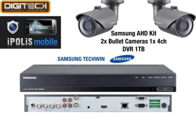 Samsung AHD 1080p 2x Outdoor Bullet Cameras (SCO-6023R) 1x 4Ch DVR 1TB (SRD-494)