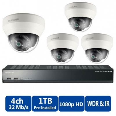 Samsung 4 Channel PoE NVR 1TB With 4 CCTV Cameras 3yr Warranty FREE CCTV SIGN