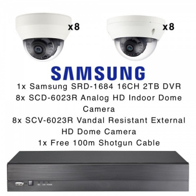 Samsung Surveillance Kit CCTV 16x Internal External Dome Camera 1x 16CH DVR 2TB