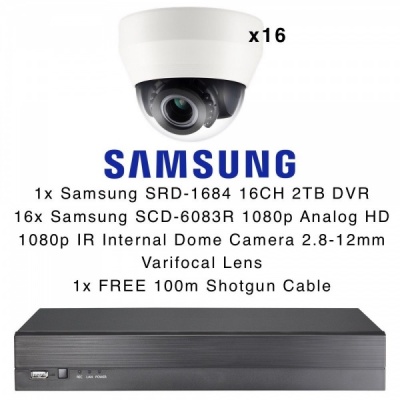 Samsung 16x SCD-6083R Internal Varifocal HD Dome CCTV Cameras & SRD-1684 2TB DVR