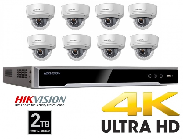 Hikvision Hikvision 8 Dome Surveillance Camera 4MP External 8CH Network Recorder 1TB Kit 