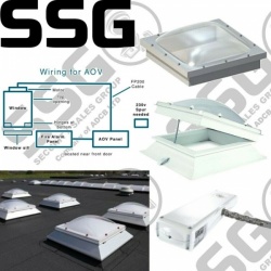 1x1 Metre Square Clear Dome Window Smoke Ventilation AOV Actuator Automatic Vent