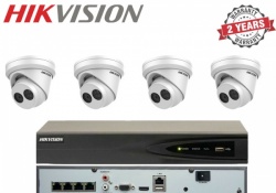 Hikvision 4x 4MP IR Turret Network Cameras External & 4CH NVR Recorder 1TB CCTV