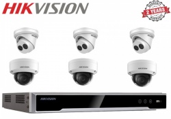 Hikvision 6 Camera Kit 3x Dome 3x Turret External IR 4MP 8CH NVR 1TB CCTV HD