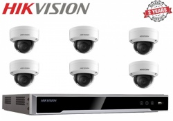 Hikvision 6x External 4MP HD IR Dome CCTV Cameras + 8 Channel NVR Recorder 1TB