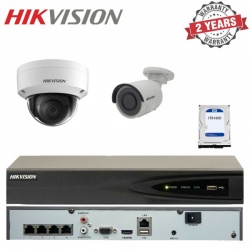 Hikvision 1x 4MP Dome 1x Mini Bullet CCTV Surveillance Camera & 4CH NVR Recorder