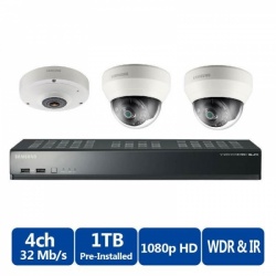 Samsung 4 Channel PoE NVR 1TB With 3 CCTV Cameras 3yr Warranty FREE CCTV SIGN