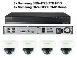 Samsung 4x 2MP Vandal-Res Network Dome HD 1080p W/ SRN-472S 2TB NVR PoE CCTV Kit
