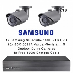 Samsung 16 Camera Bullet Kit Analog HD 1080p Vandal Outdoor 2TB 16CH DVR CCTV