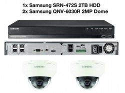 Samsung 2x 2MP Vandal-Res Network Dome HD 1080p W/ SRN-472S 2TB NVR PoE CCTV Kit