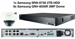 Samsung 8x 2MP Vandal-Res Network Dome HD CCTV 1080p W/ SRN-873S 8CH 2TB NVR PoE
