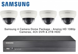 Samsung 4x AHD Analog HD 1080P Dome CCTV Cameras & 4 Channel DVR 2TB HDD Package