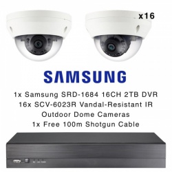Samsung 16 Camera Dome Kit Analog HD 1080p Vandal Outdoor 2TB 16CH DVR AHD CCTV