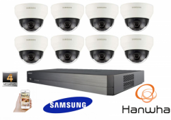 Samsung Hanwa 4MP CCTV Kit 1080P 8 Channel Network IP NVR PoE Dome Security