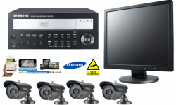 Samsung 4 Channel CCTV Kit with DVD Backup, Bullet Cameras CCTV Monitor Security