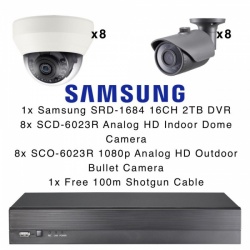 Samsung 16 CCTV Camera Kit 8x Internal Dome 8x Outdoor Bullet 1x DVR 16CH 2TB